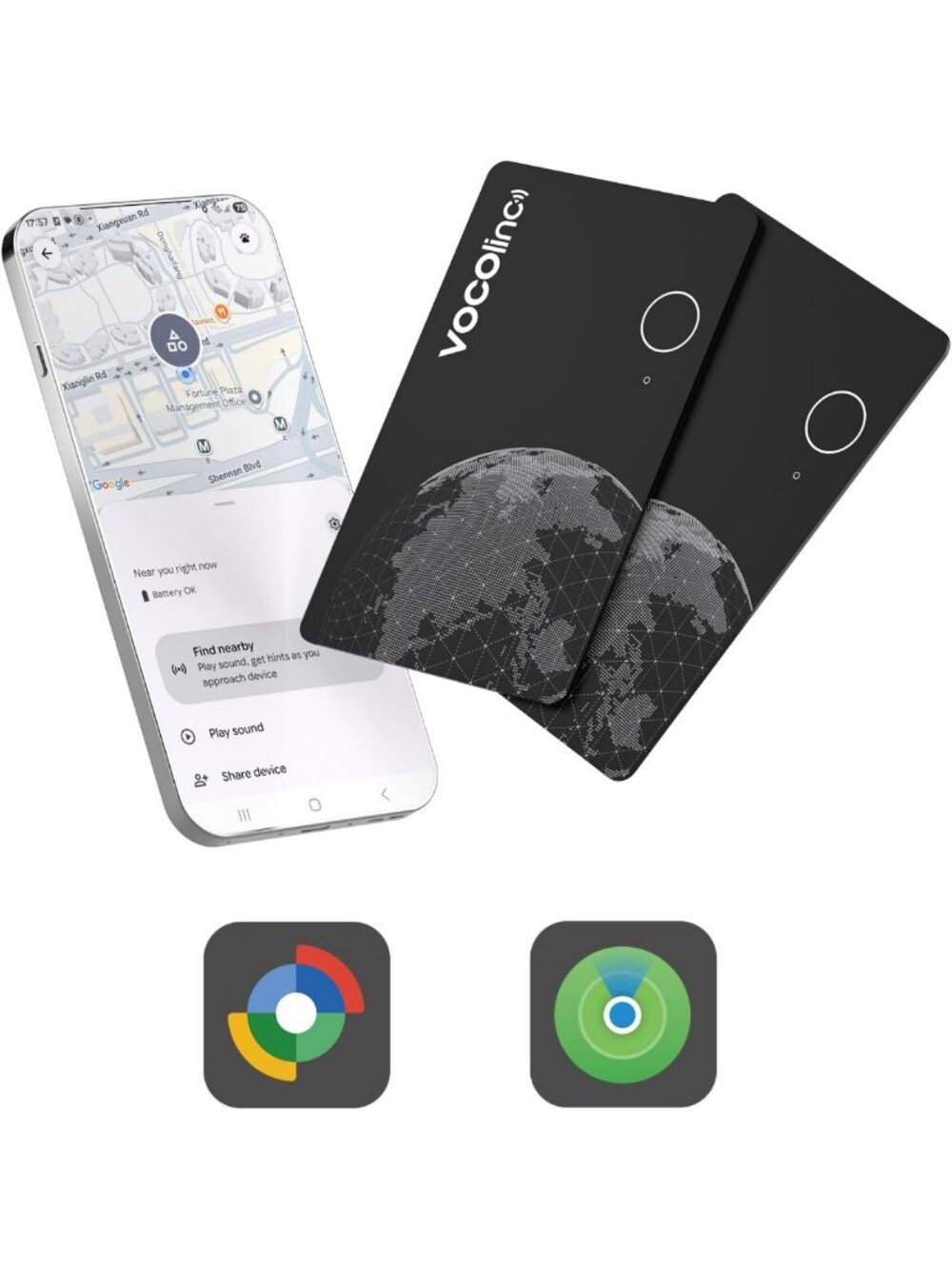 VOCOlinc Air Tag Smart Card for Android & iOS, New Dual System Rechargeable